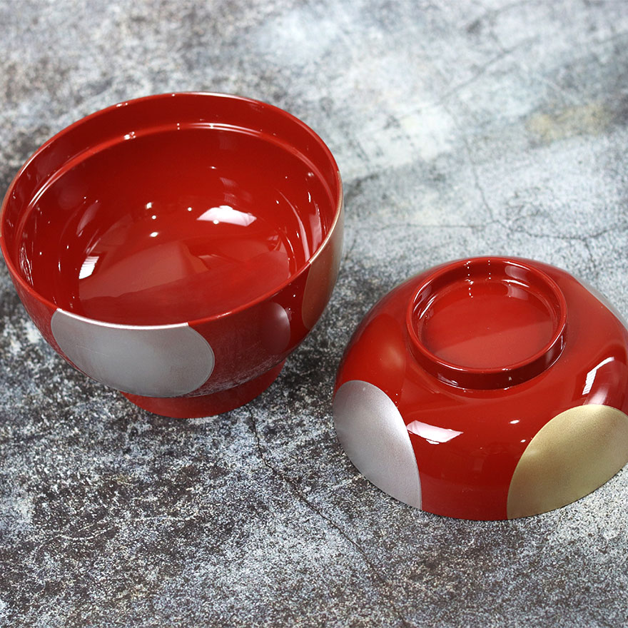 雑煮椀 蓋付き フタ付き 食洗機対応 日月 4.5雑煮椀 朱 北市漆器 日本