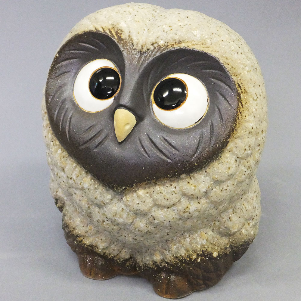 フクロウ 古織部焼 古美術 工芸品 花器 高さ約8cm 置物 インテリア