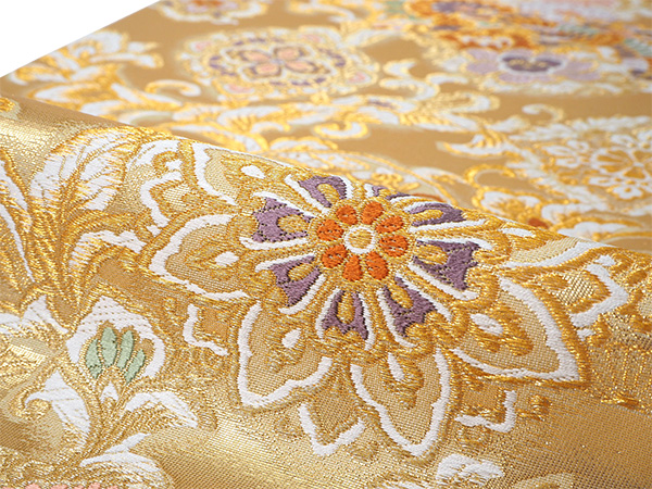 袋帯 正絹 六通柄 未使用 仕立て付き フォーマル 六通 西陣織 ゴールド