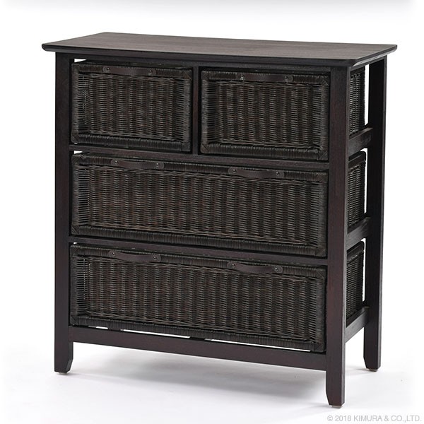 アジアン家具 チェスト 収納 3段 おしゃれ 木製 ラタン G5471AT 爆買