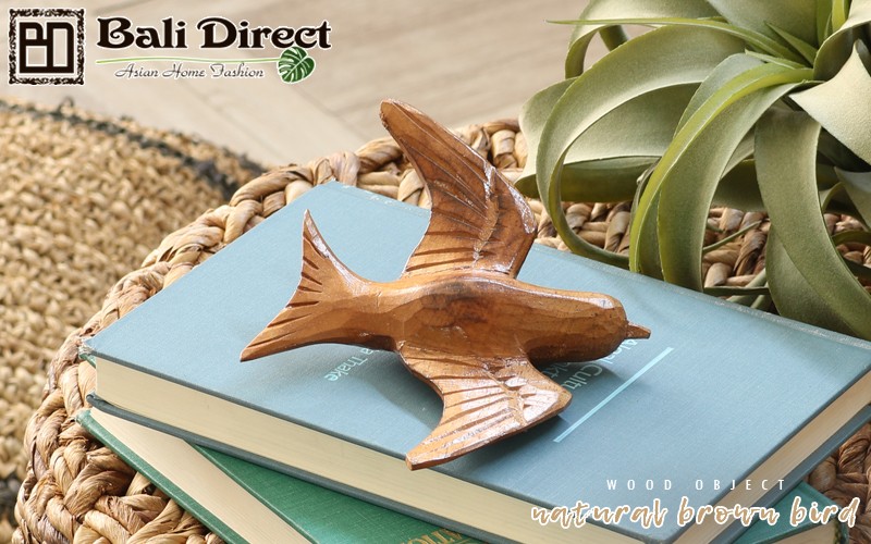 アジアン雑貨 鳥1羽 ナチュラルブラウン 木製オブジェ Z070726G 爆買