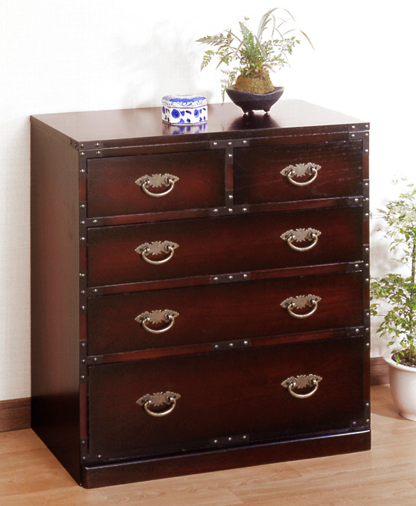 ミヤグチ企販 チェスト 4段 民芸調たんす 古美調引手 幅67cm （ 箪笥