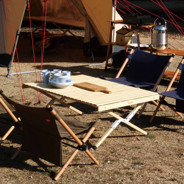 弘益 アウトドアテーブル 木製 幅100×奥行70×高さ40cm ウッドテーブル