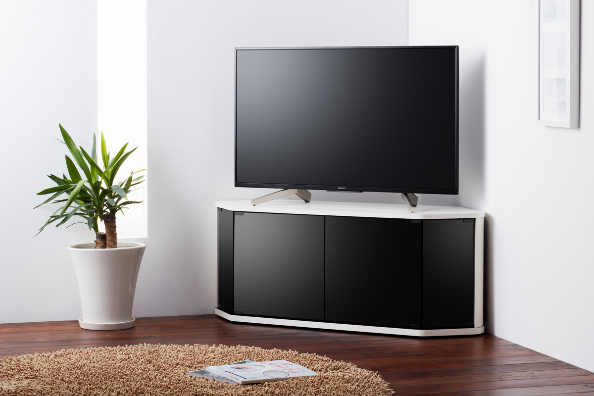 朝日木材加工 テレビ台 ローボード コーナー型 前面ダークガラス 幅