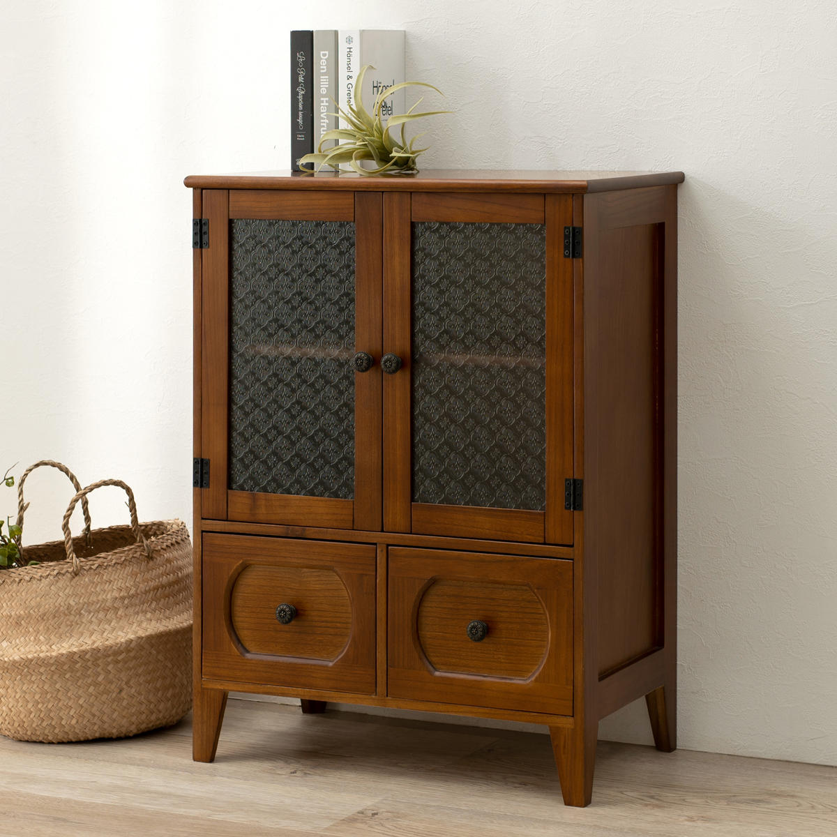 未使用品 萩原 アンティーク調キャビネット 横幅50㎝ 奥行35㎝ 高さ85