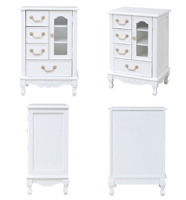 チェスト 4段 ガラス扉 姫系 キャッツプリンセスduo 幅48cm （ たんす