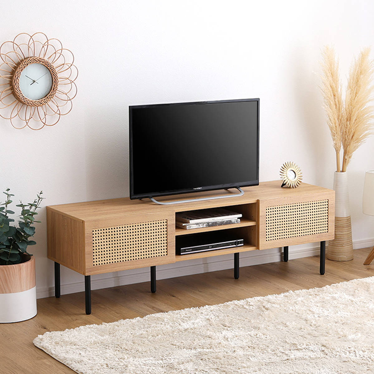ホームテイスト（HOME taste） ラタン調テレビ台 幅140cm 63インチ対応