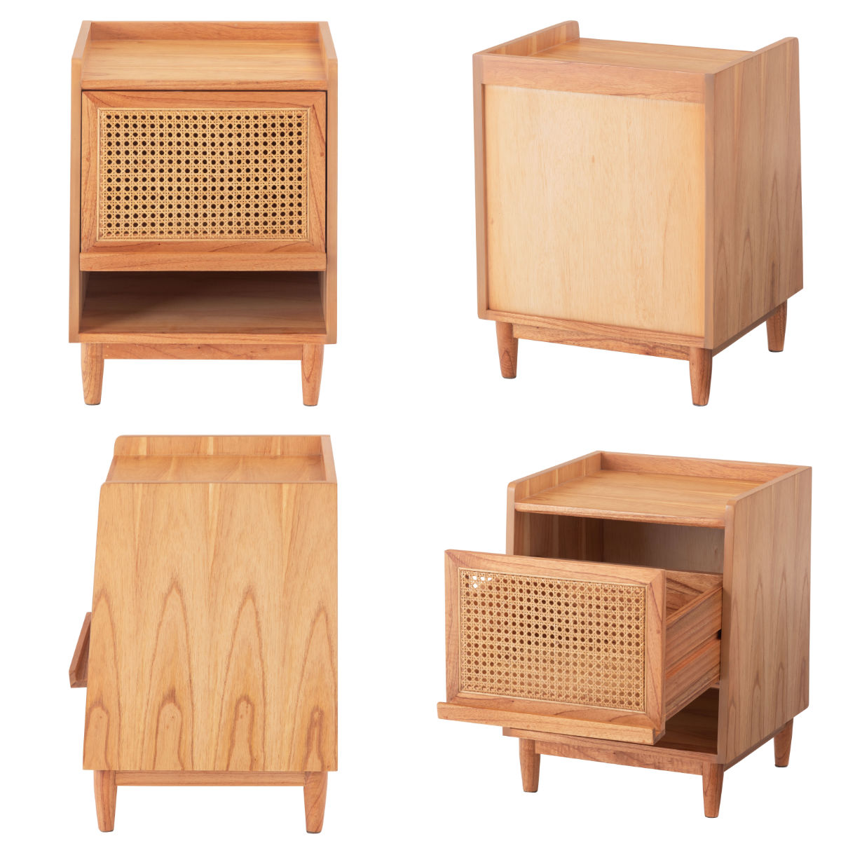 東谷 サイドテーブル 高さ52cm 引出し付 ラタン ナイトテーブル （ 机