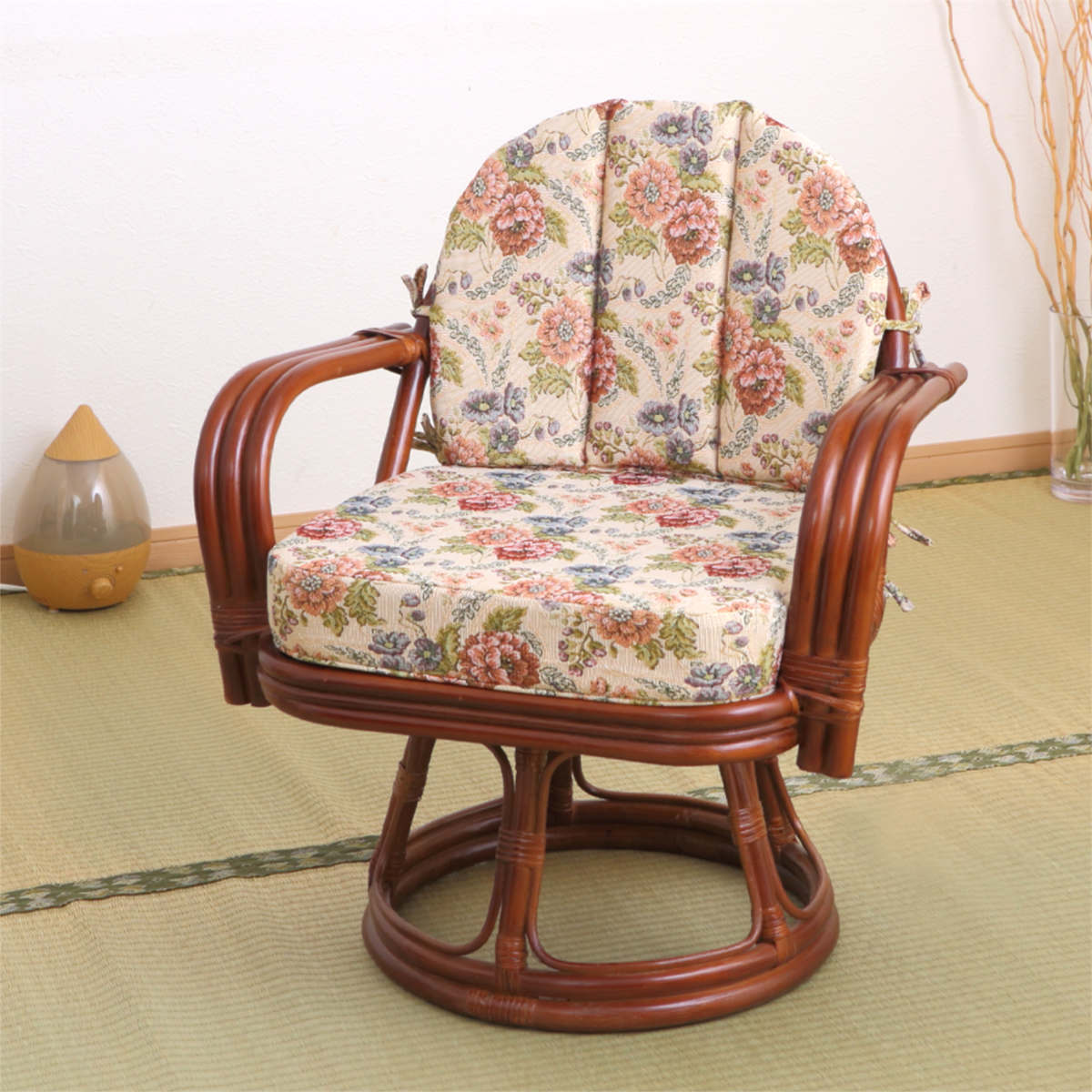 桜餅様 R631 アンティーク ダイニング椅子、花柄、1脚、幅52cm Used