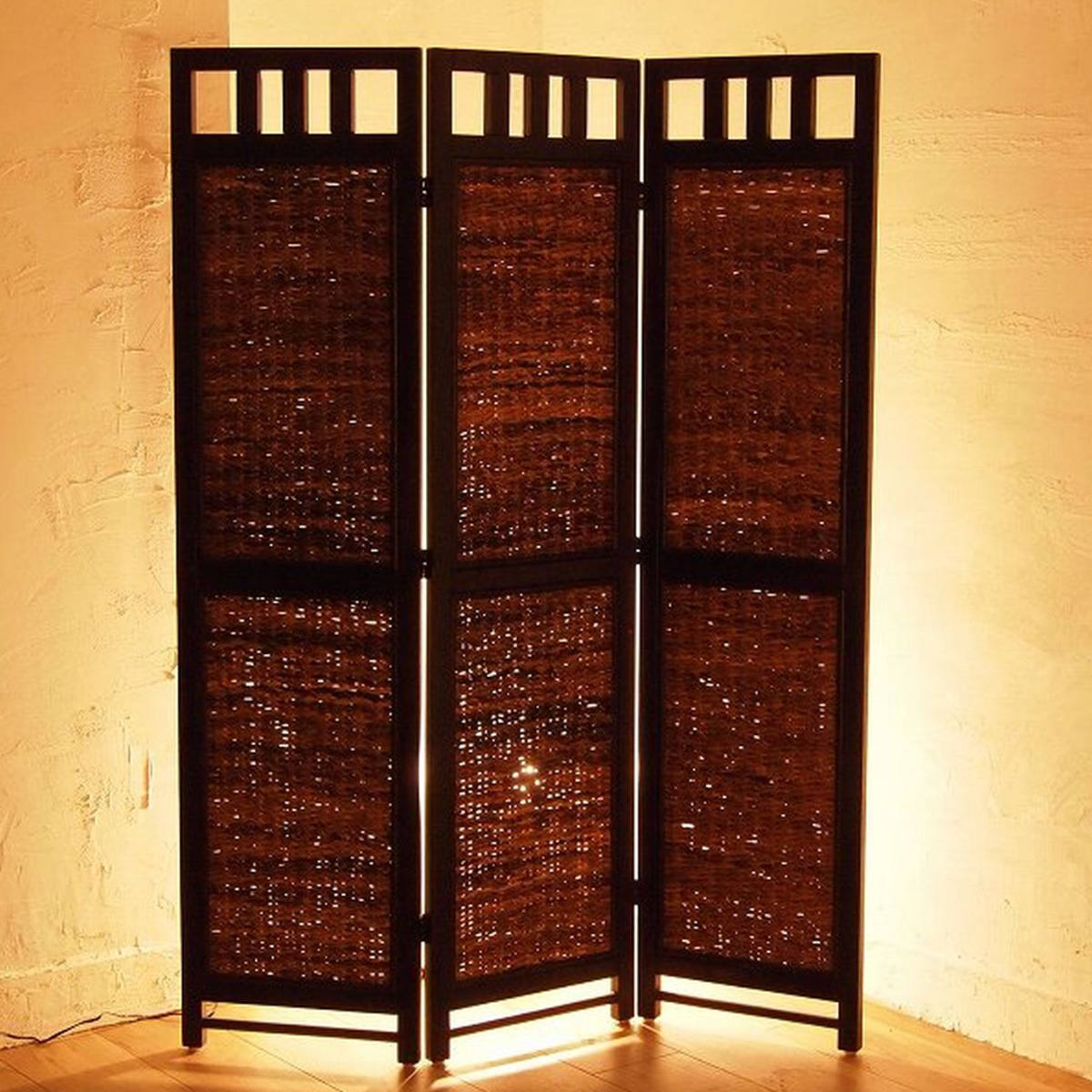 衝立 スクリーン 4連 アジアン家具 Banana Leaf 高さ160cm （ ついたて