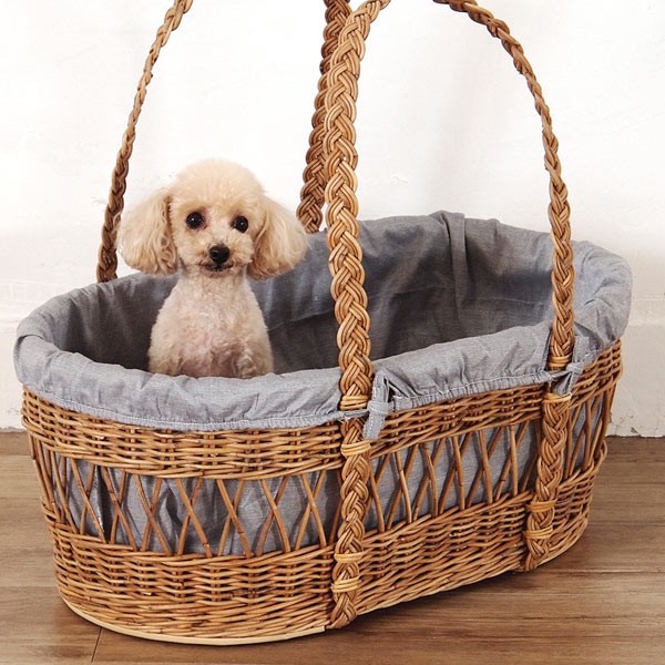 籐 キャリーバスケット 布カバー付 Natural rattan 幅59cm