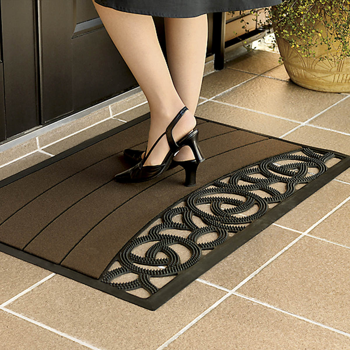 玄関マット 屋外 スクエア ローズ M 90×60cm （ 洗える エントランス