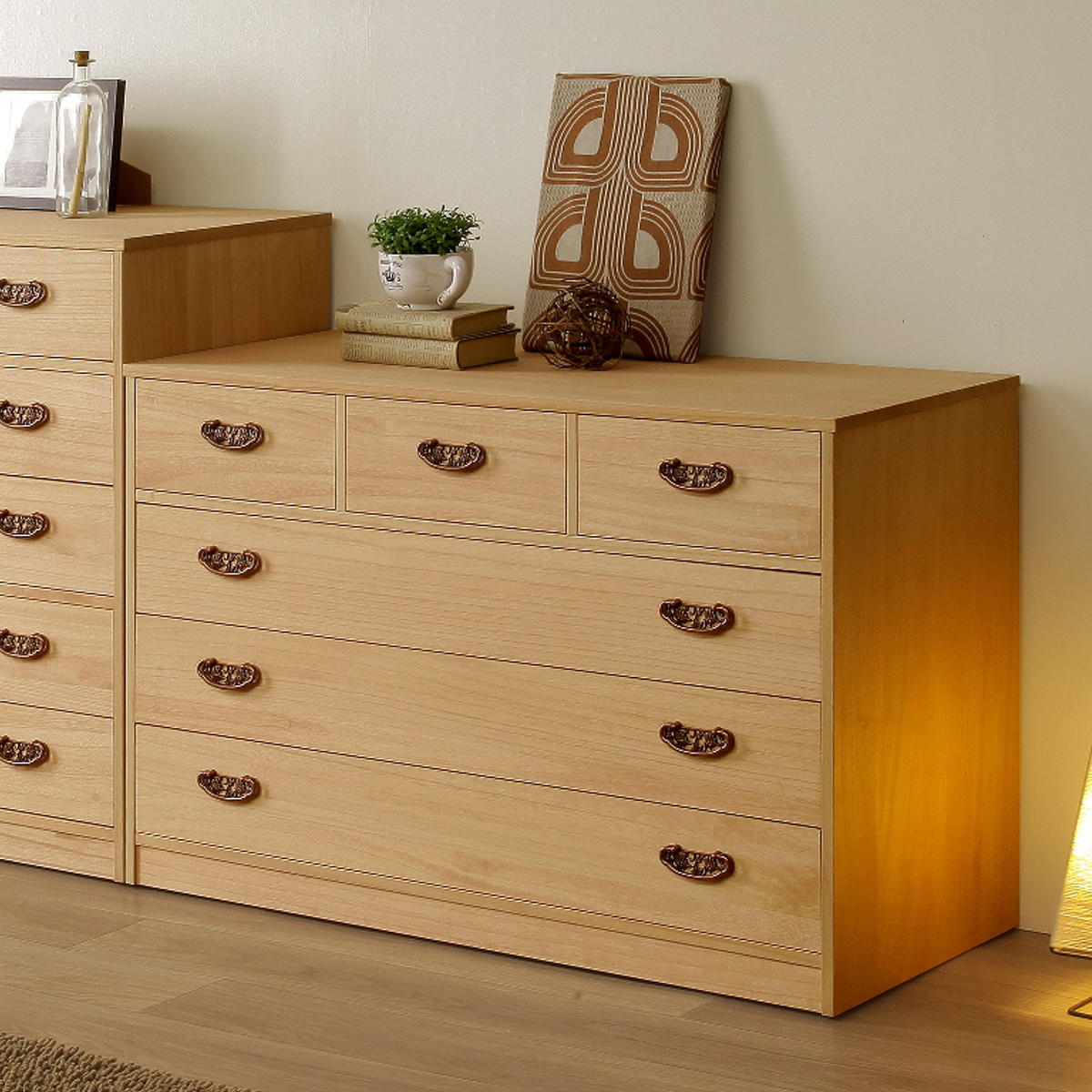 マーゼルン 総桐 隠しキャスター付 チェスト 4段 柿渋染め 日本製 幅