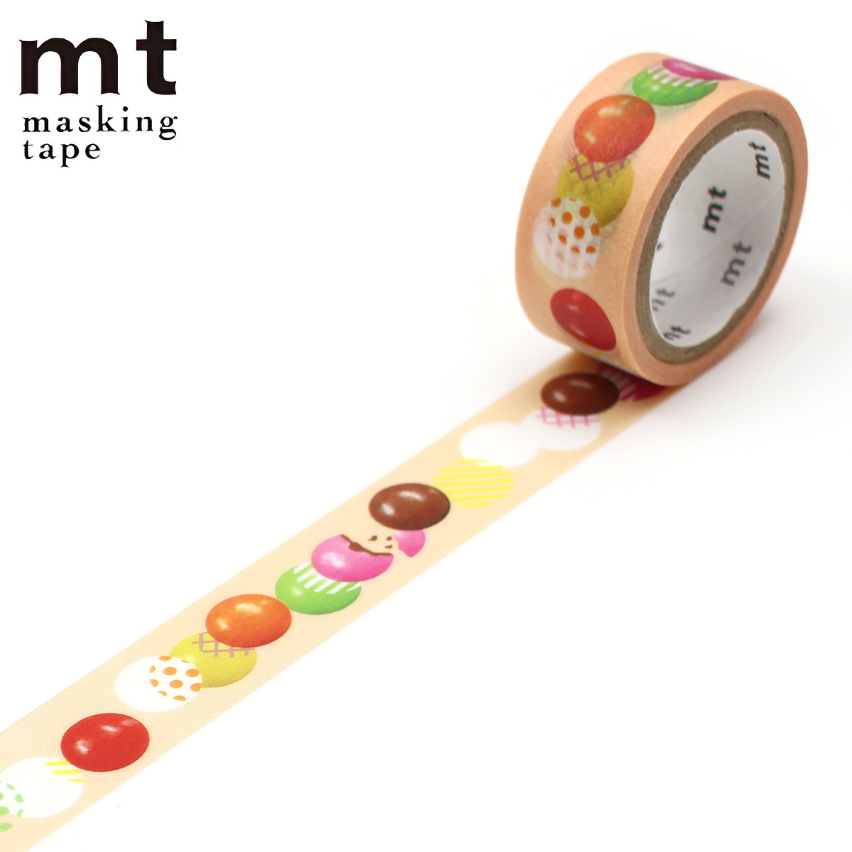 マスキングテープ mt 駄菓子 カラーチョコ 15mm×3m （ マステ カモ井