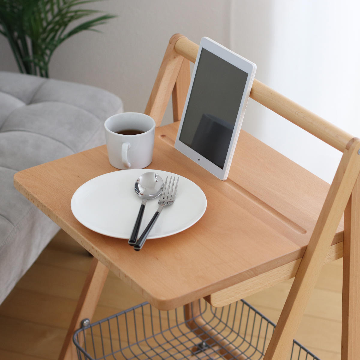 弘益 サイドテーブル キャスター付 テーブルワゴン 高さ70cm リヴ