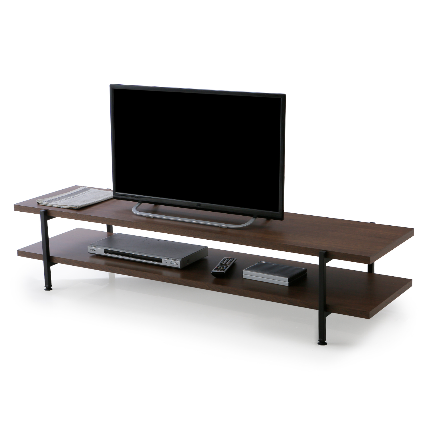 LOWYA 150cm ブラウン 木製 テレビ台 ローボード ウォルナット 木製