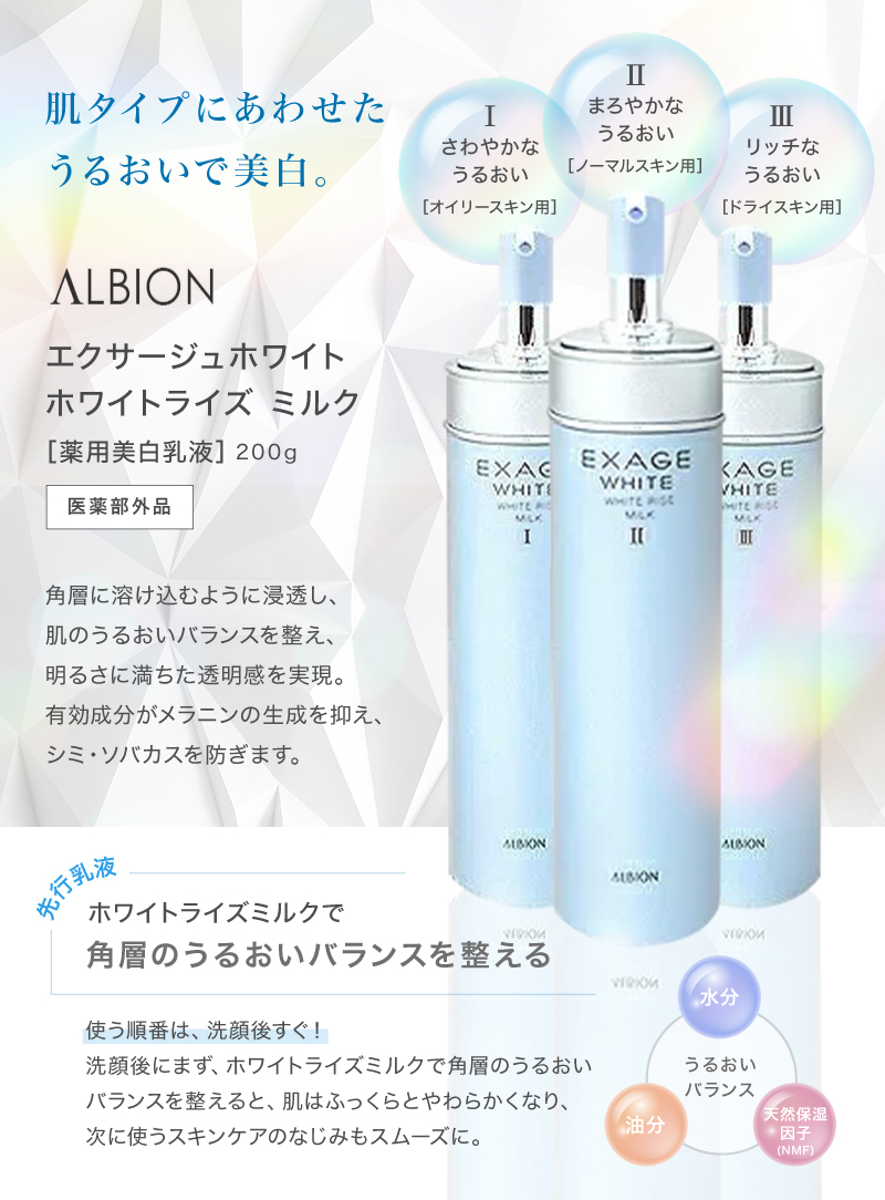 3本セット ALBION EXAGE WHITE MILK III ブルー ALBION（アルビオン