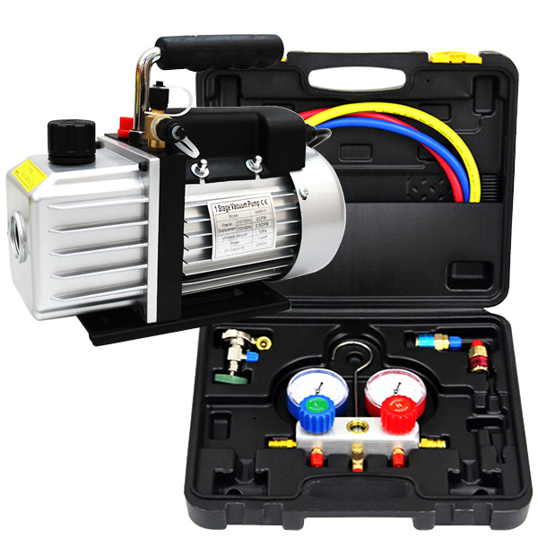 電動真空ポンプ&マニホールドゲージセット 60L/min 電動真空ポンプ