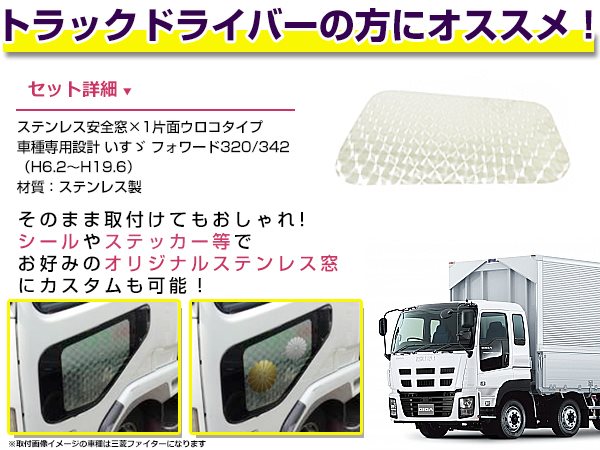 いすゞ ISUZU フォワード320/342 GIGAギガ 安全窓 片面 ウロコ パネル