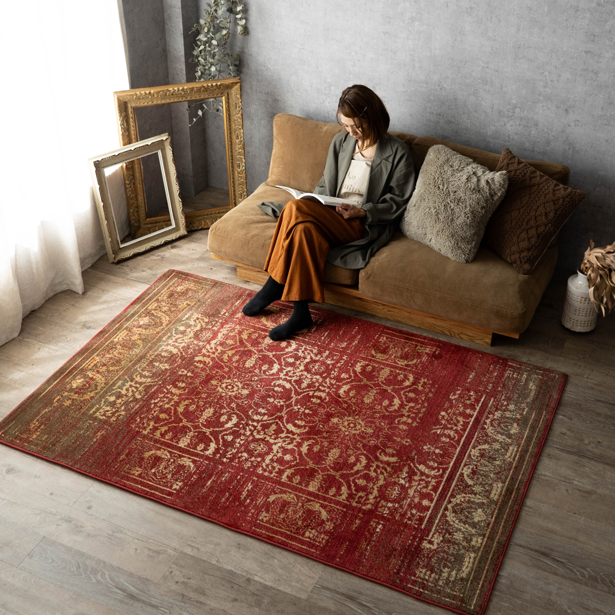 ラグ トルコラグ ヴンテージラグ 絨毯 ベージュ ヴィンテージラグ