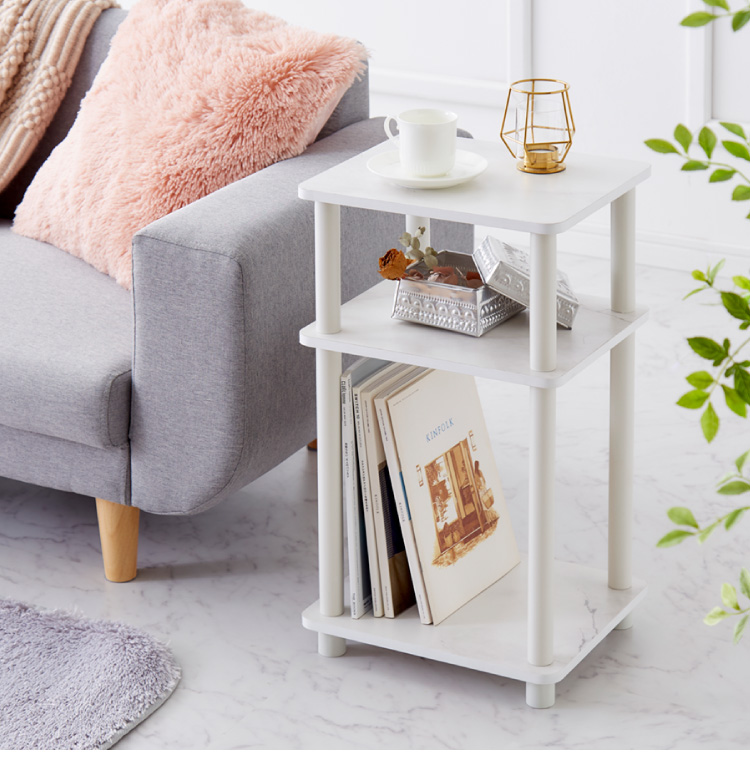 サイドテーブル 組み立て簡単 おしゃれな大理石柄 3段 テーブル ナイト