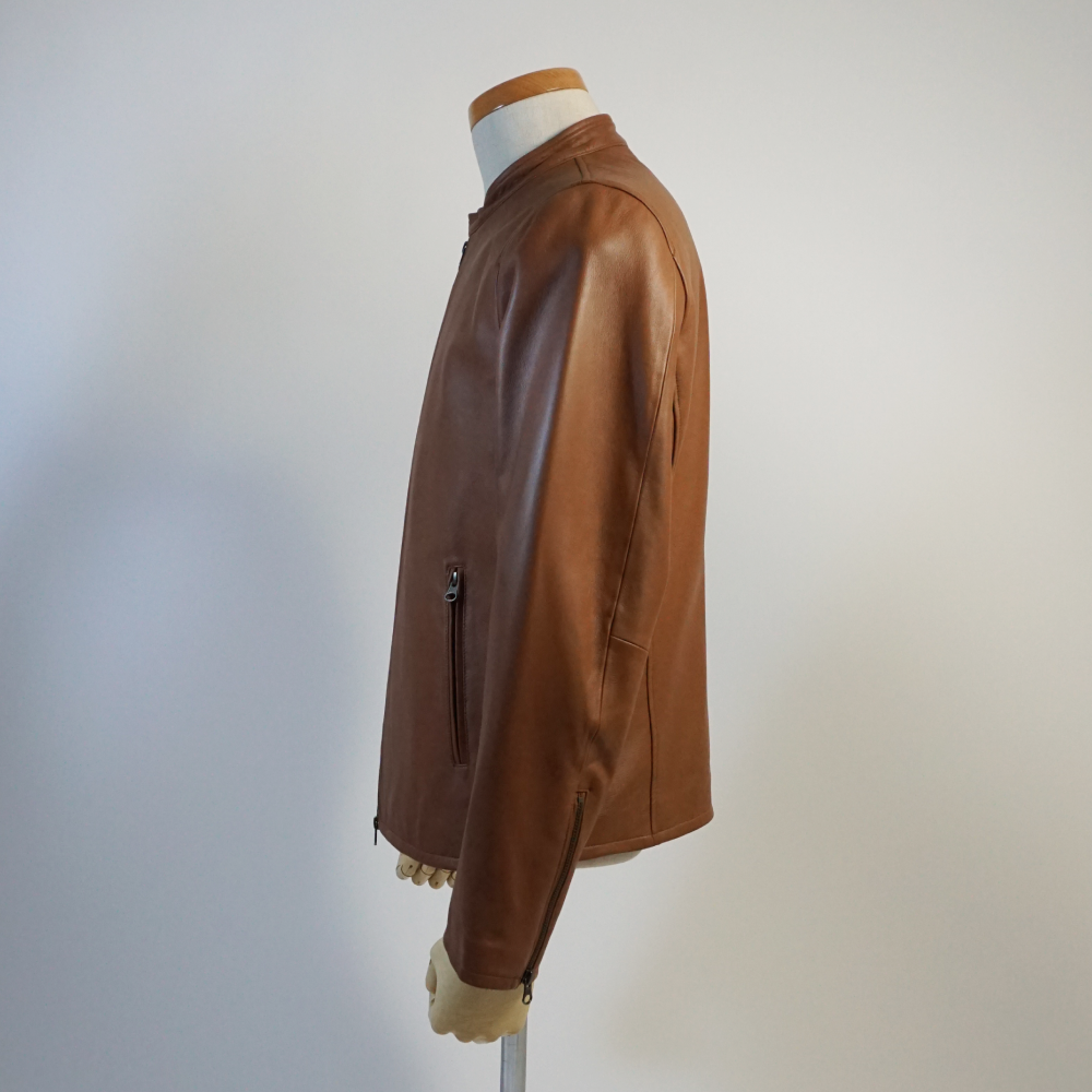 レザージャケット キャメル ライトブラウン 羊革 革ジャン ラムレザー