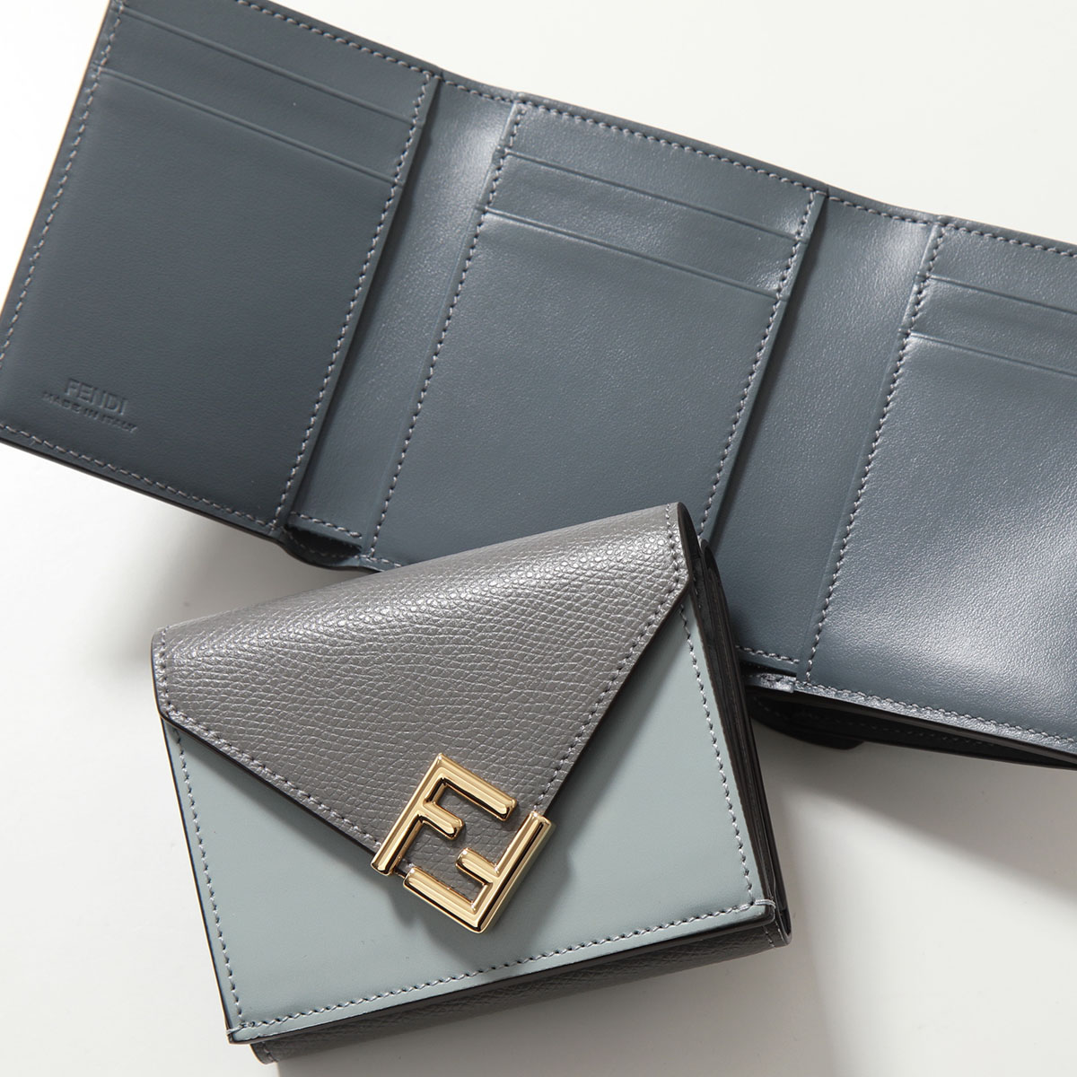 フェンディ 三つ折り財布 FFダイヤモンドウォレット グレー グレージュ