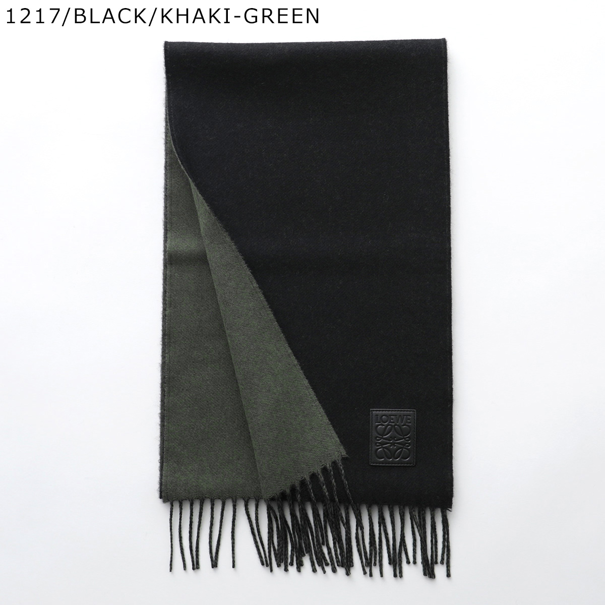 LOEWE ブラック マフラー カシミヤ フリンジ付き 30×180㎝ LOEWE