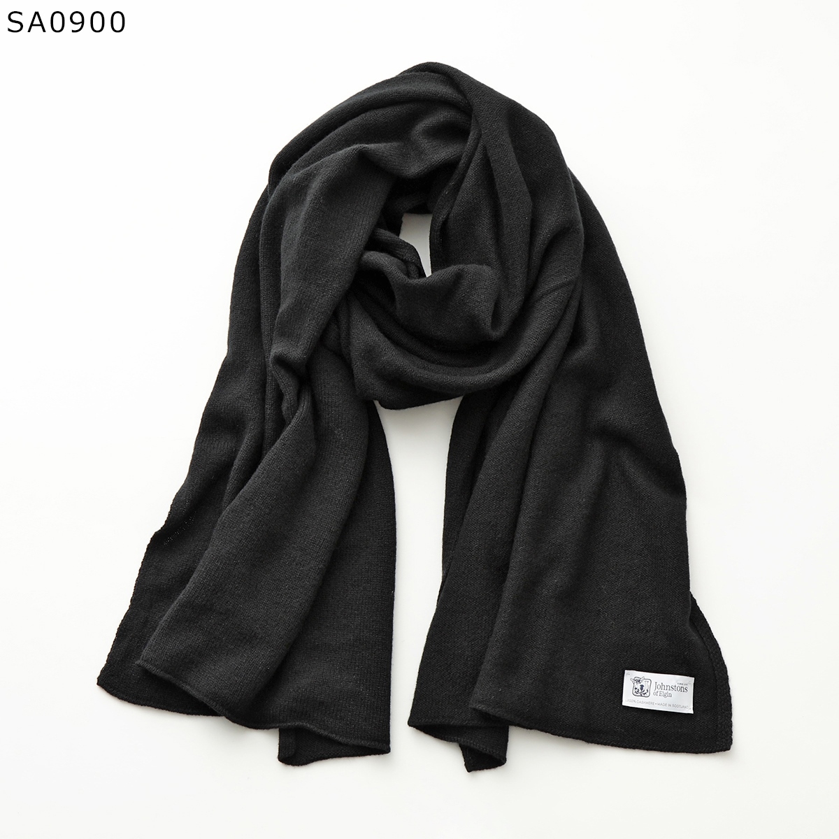 Johnstons of Elgin カシミヤ100% マフラー ブラック Johnstons of