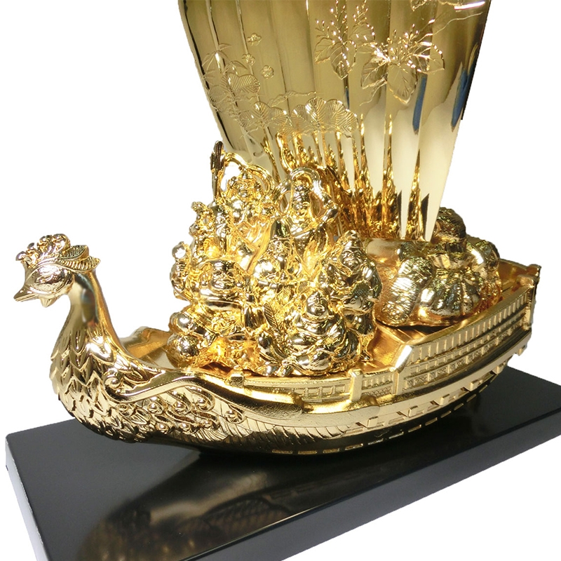 開運 鳳凰 七福神 宝船 合金製 純金メッキ 開運・幸運のインテリア置物