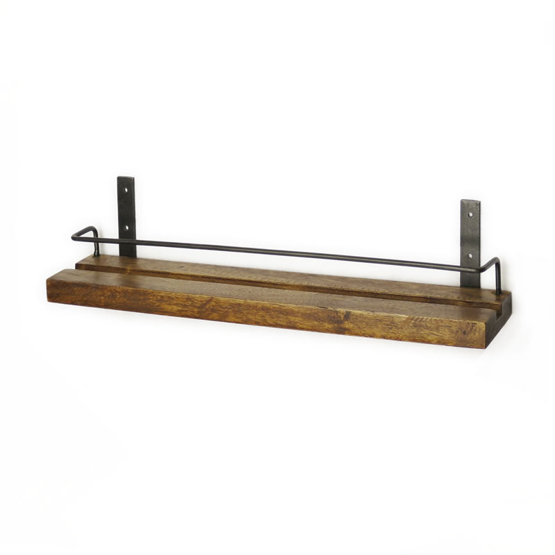 ウォールシェルフ 飾り棚 ディスプレイ アイアン 木製 ブックスタンド