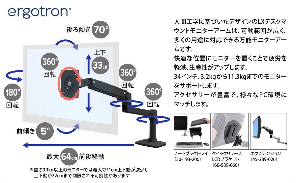 エルゴトロン（ergotron） LX デスクマウント モニターアーム ホワイト
