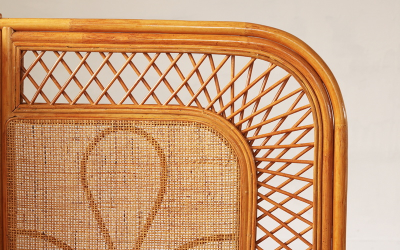 希少】 籐 ラタン ロータイプ パーテーション 2連 折りたたみ 衝立