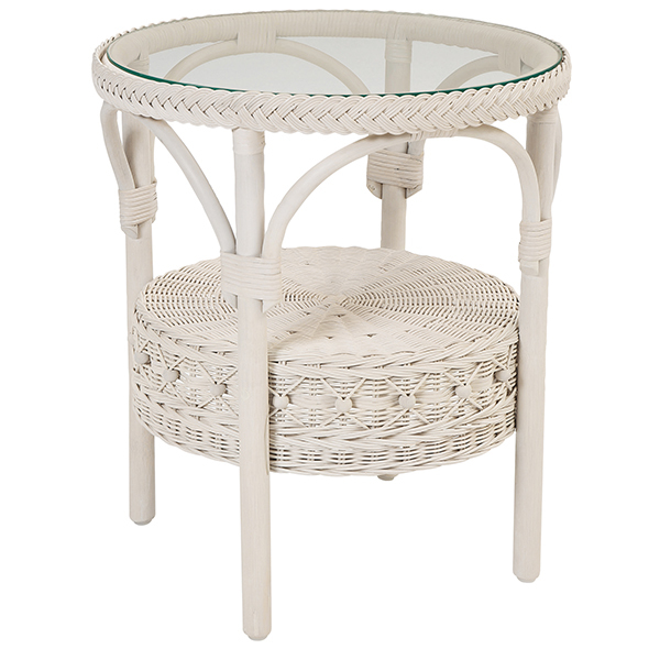 ラタン テーブル ガラステーブル サイドテーブル 丸型 円形 収納