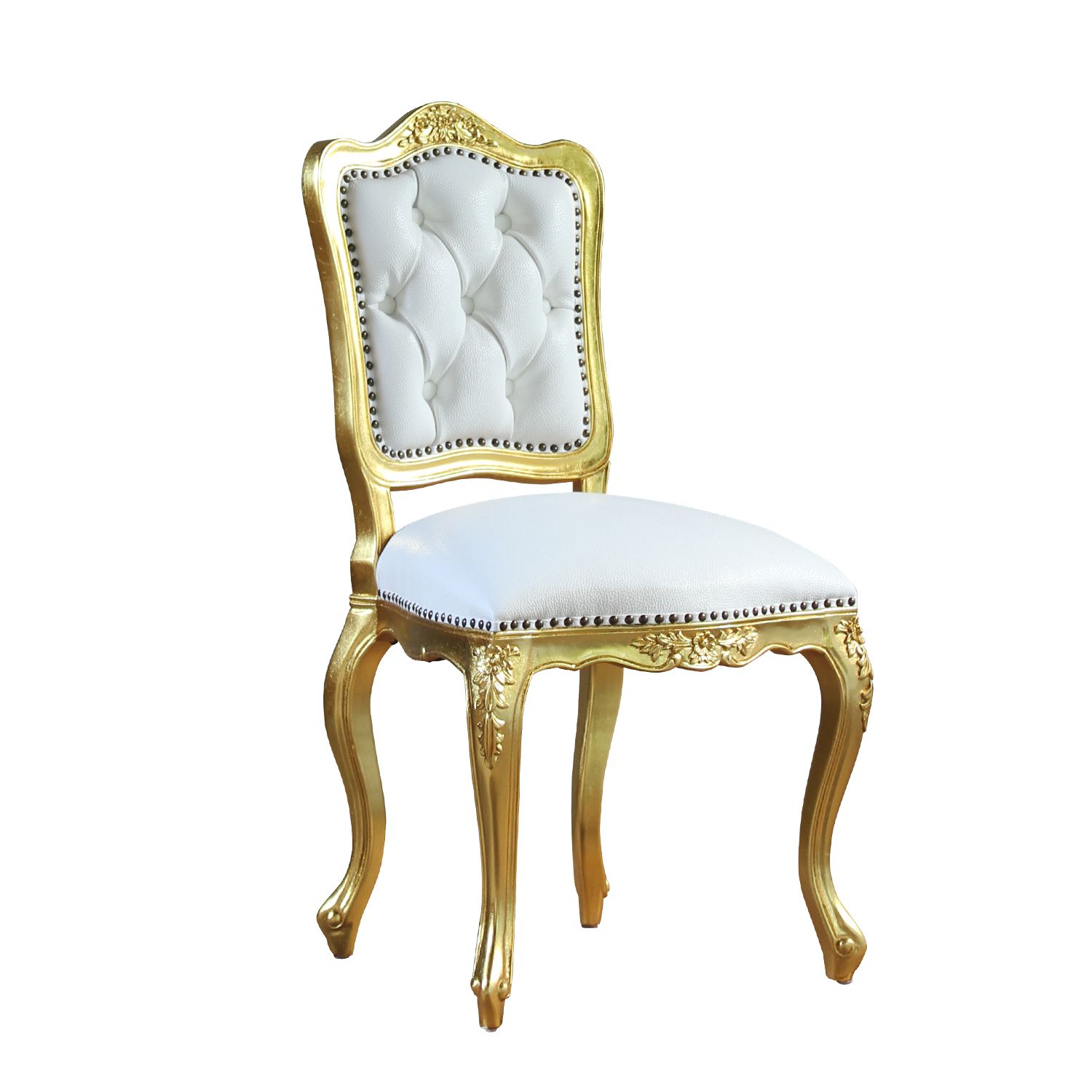 ロココ ダイニングチェア アンティーク 姫系 猫足 シングル ホワイトPU