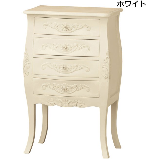 チェスト 引き出し 収納 4段 天然木 アンティーク調 木製 脚付き 完成