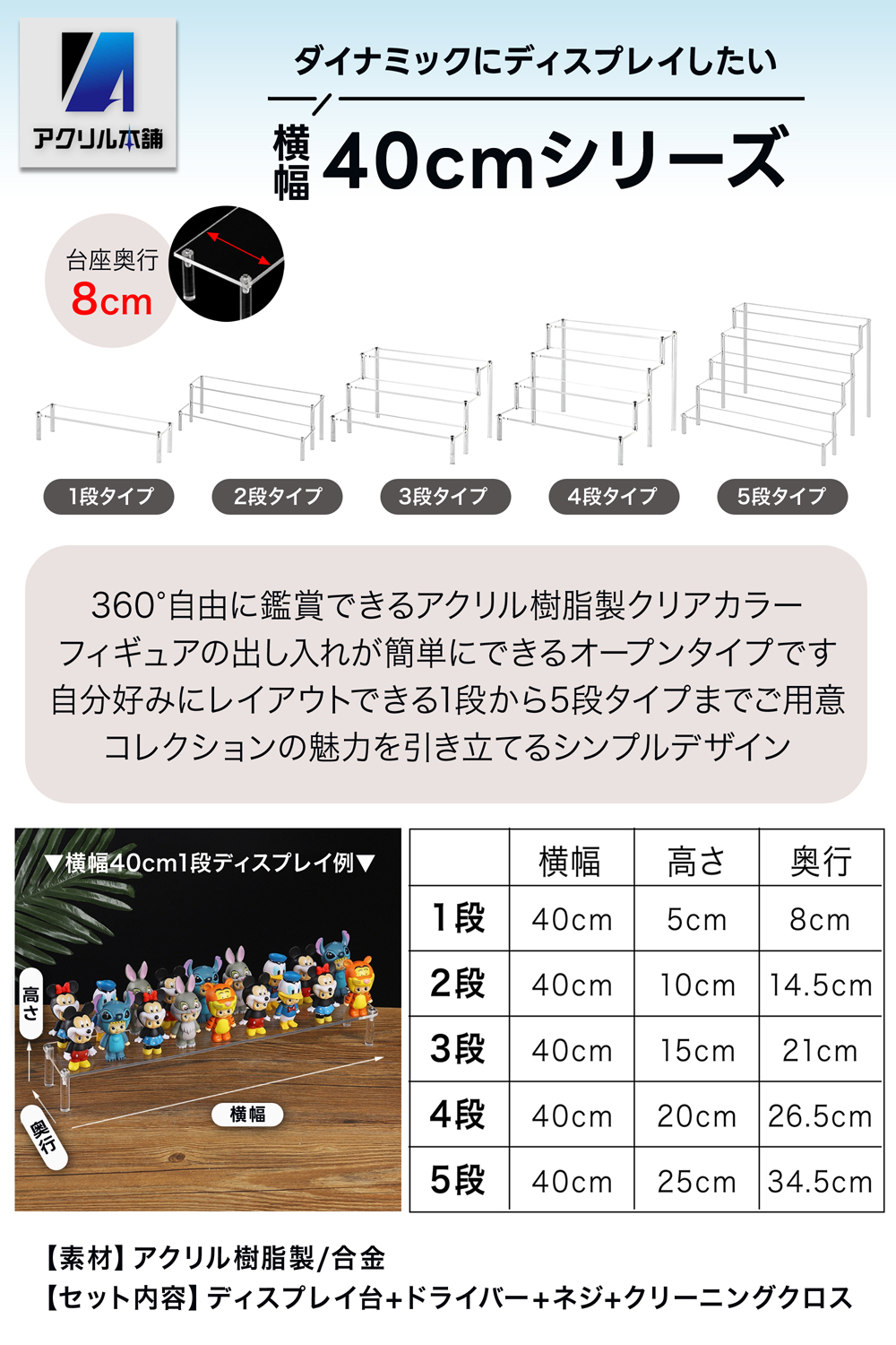 ディスプレイスタンド直径40cm高さ98㎝展示台 陳列台組立不要展示会