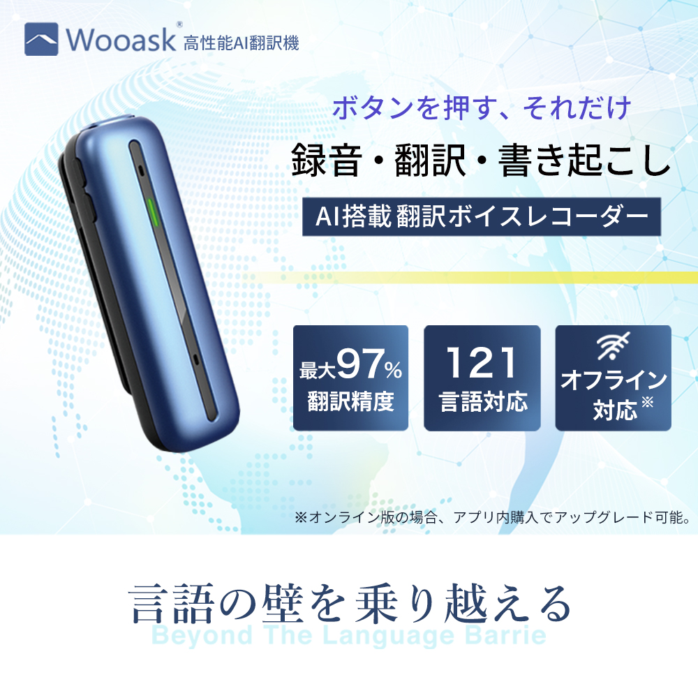議事録 ボイスレコーダー 文字起こし 翻訳機 Wooask S01 オンライン AI