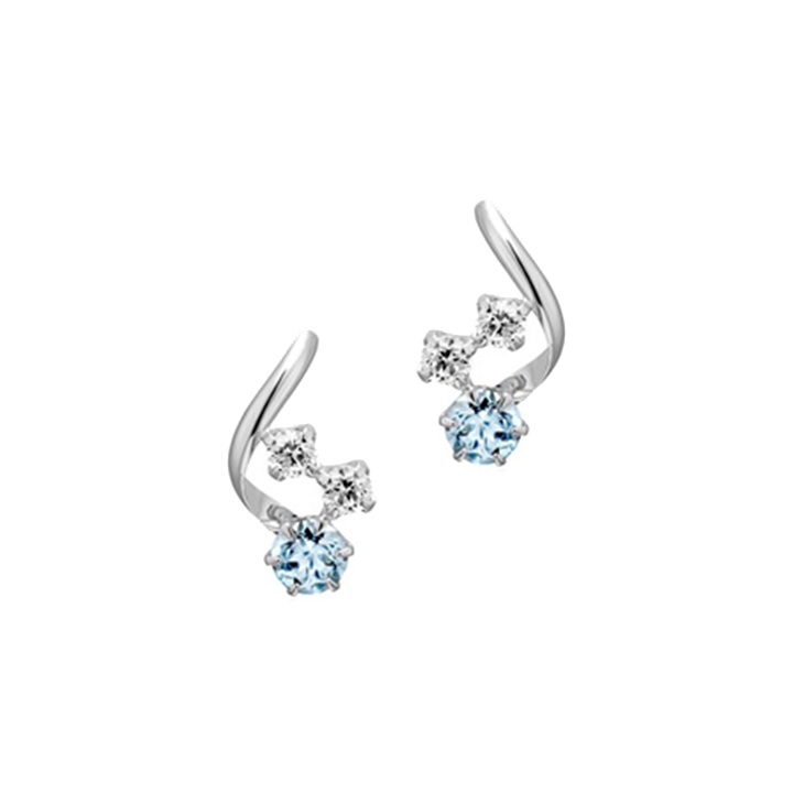 4℃（ヨンドシー） リボン済&紙袋 ピアス 3月誕生日石 アクアマリン