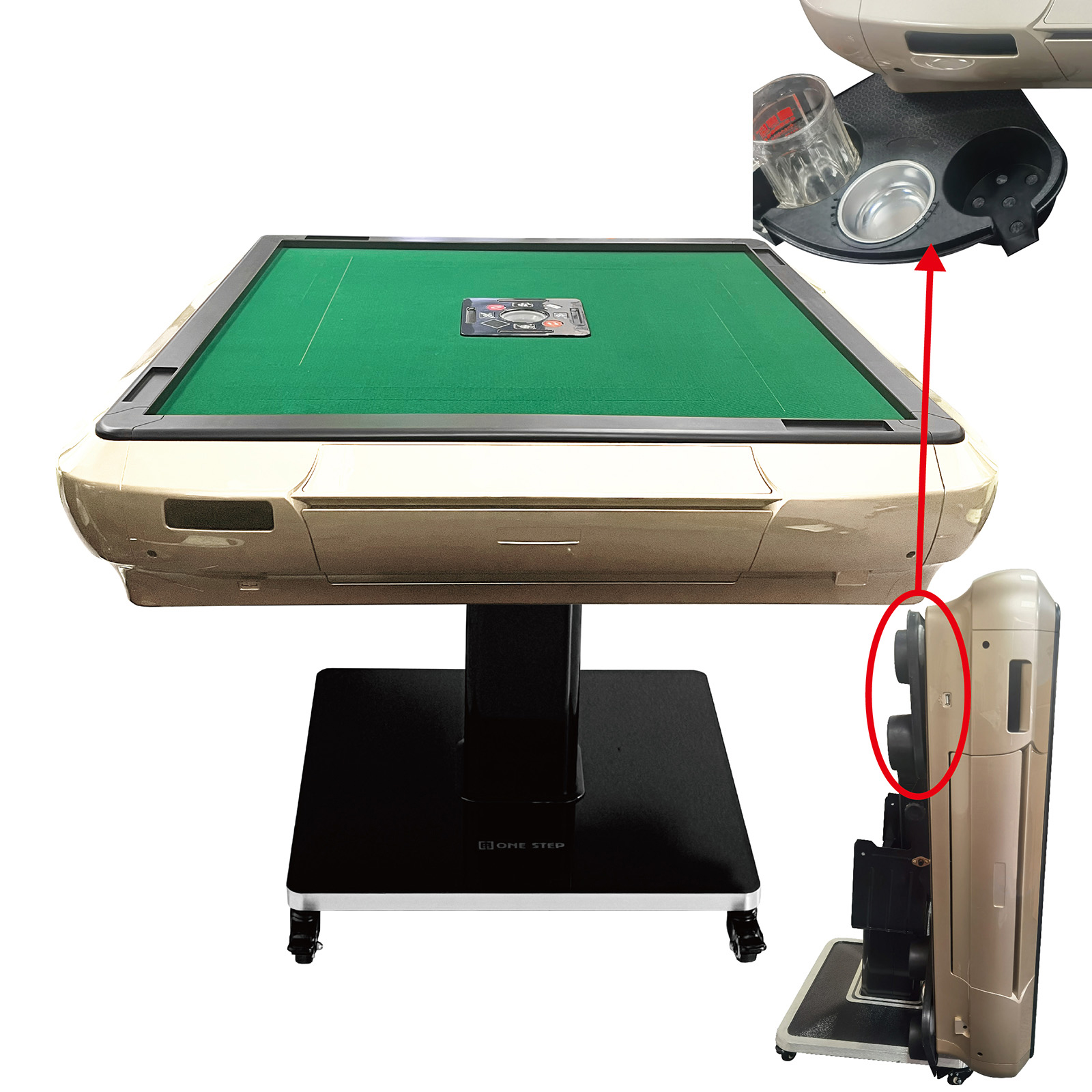 新品】全自動 麻雀卓 28mm ゴールド/ガラス製脚 ドリンクホルダー 麻雀