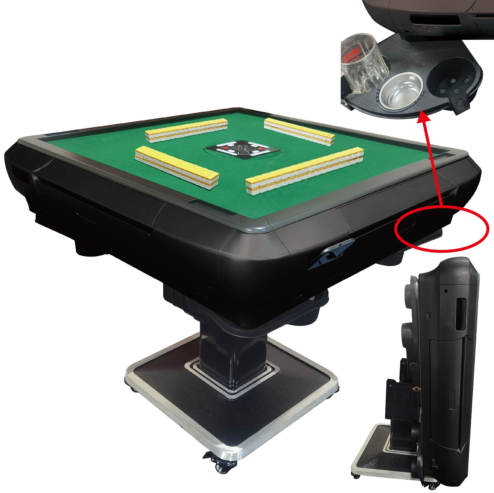 全自動麻雀卓 折りたたみ 麻雀卓 ガラス製脚 28mm ワインレッド 2125