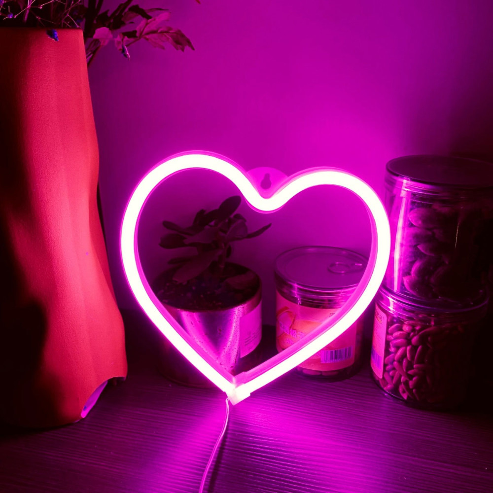 TRS ハート型ネオンライト LED 20×21cm USB 電池 ピンク/ブルー/レッド