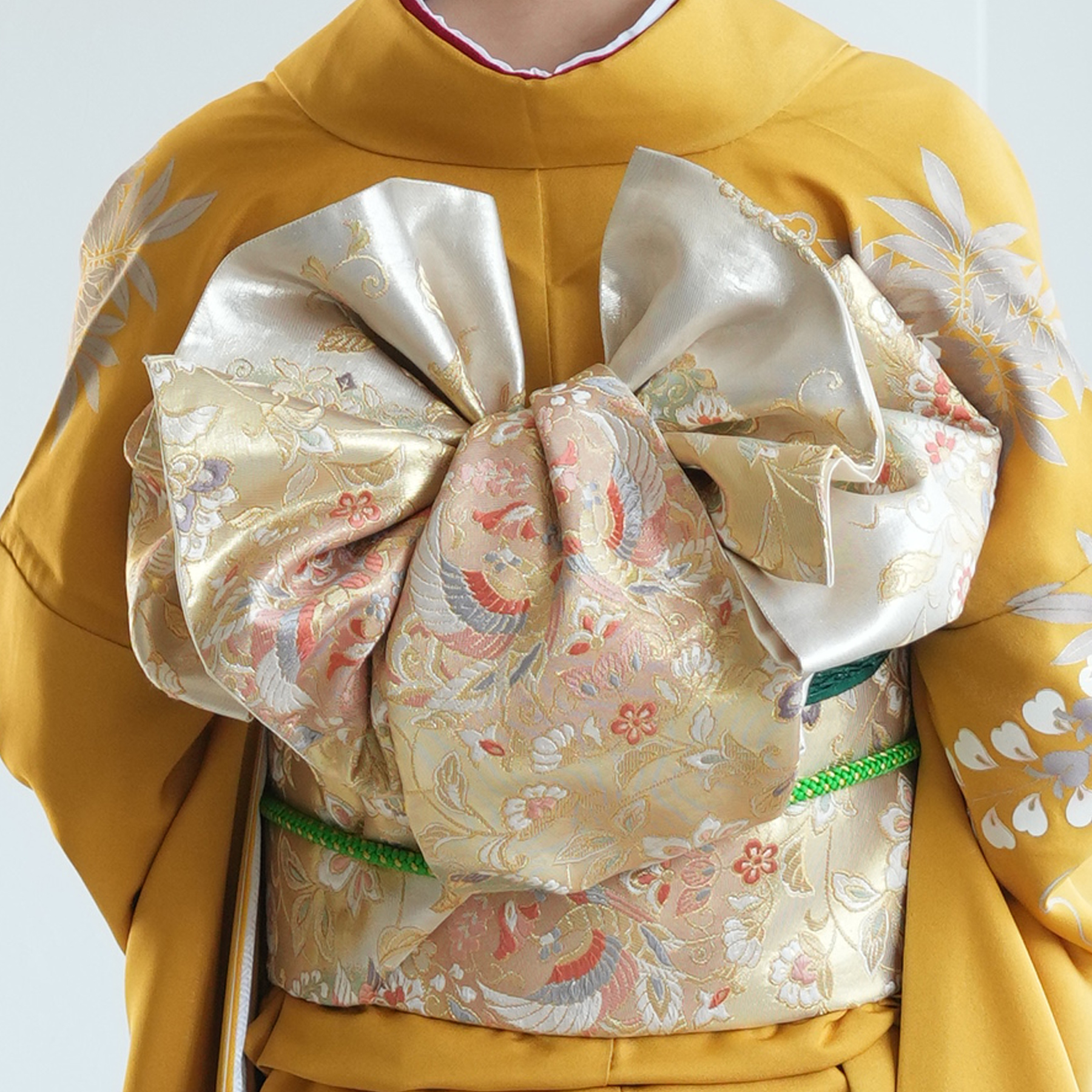 振袖 レンタル 成人式 21点セット レトロ 振袖セット 花 黄系 からし