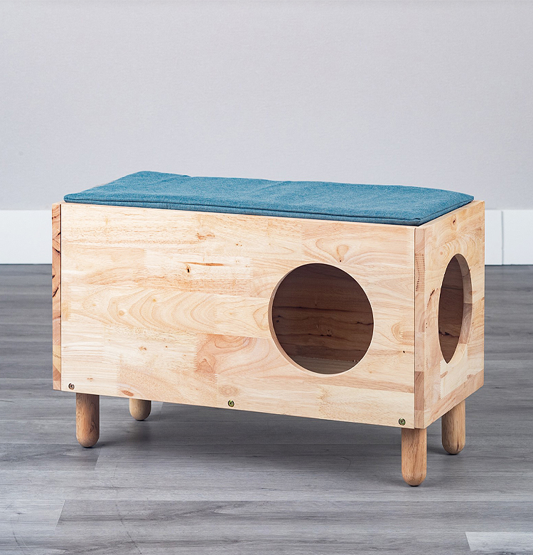 キャットハウス 猫ハウス 猫用 人も座れる 頑丈設計 木製 天然木