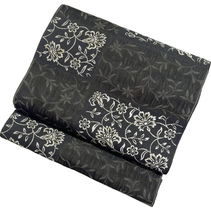 正絹 名古屋帯 弥栄織物謹製 ヨーロピアン唐草図案 逸品 未使用品 お