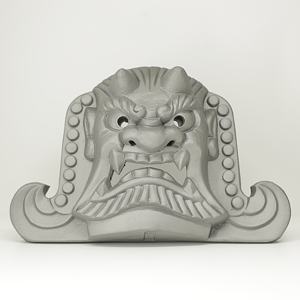 菊間瓦 鬼瓦 大 鬼の置物 いぶし銀 鬼師 伝統工芸品 菊銀製瓦 kikugin