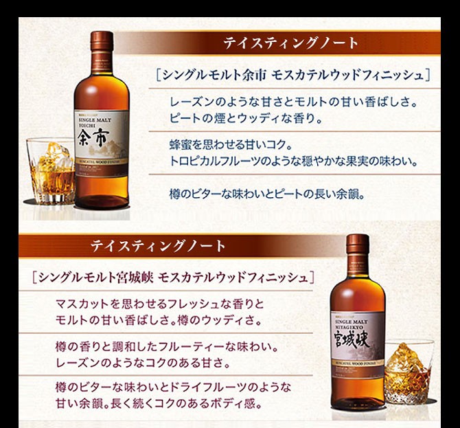 正規品】ニッカ シングル モルト 余市＆宮城峡 4種飲み比べセット