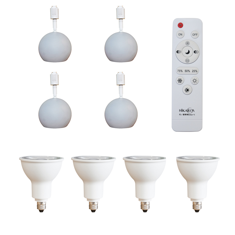 スポットライト 4個セット 4灯 電球・リモコン付き ダクトレール用 調