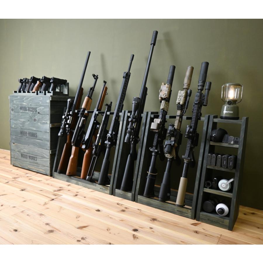 WOODWORKS ガンラック 3丁掛 (色：ブラウン) 木製 日本製 【 ライフル