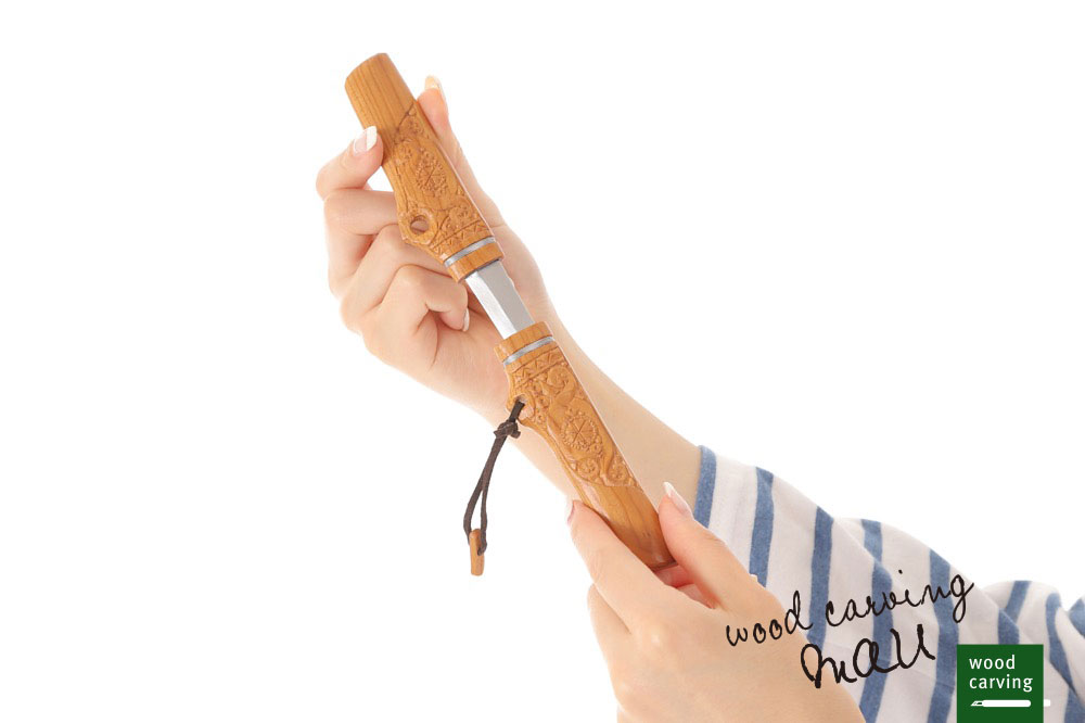 木彫り マキリ中 小刀 受注制作 アウトドアナイフ アイヌ文様